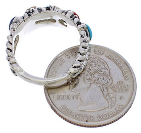 Genuine Sterling Silver Southwest Multicolor Ring Size 5-1/2 WX34866